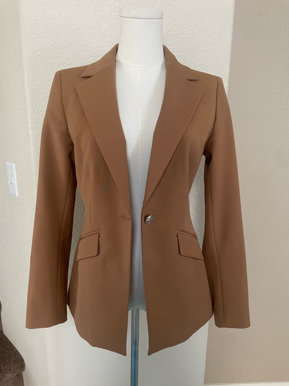 Tailored Blazer Camel Structured One-Button Size 2